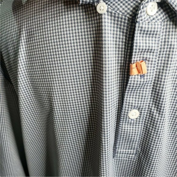 Travis Mathew Golf Polo Shirt Men's XXL Blue Gingham Performance Short Sleeve - Picture 6 of 9